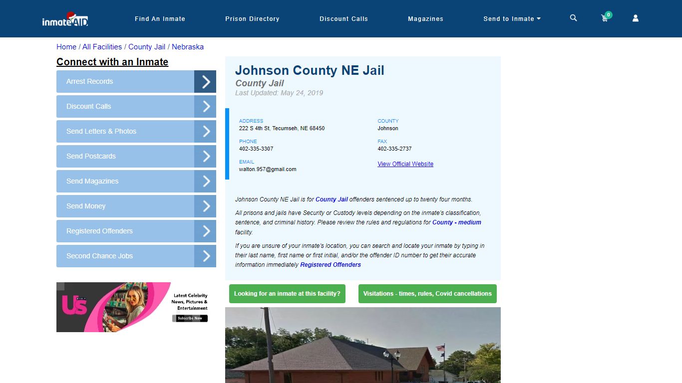 Johnson County NE Jail - Inmate Locator - Tecumseh, NE