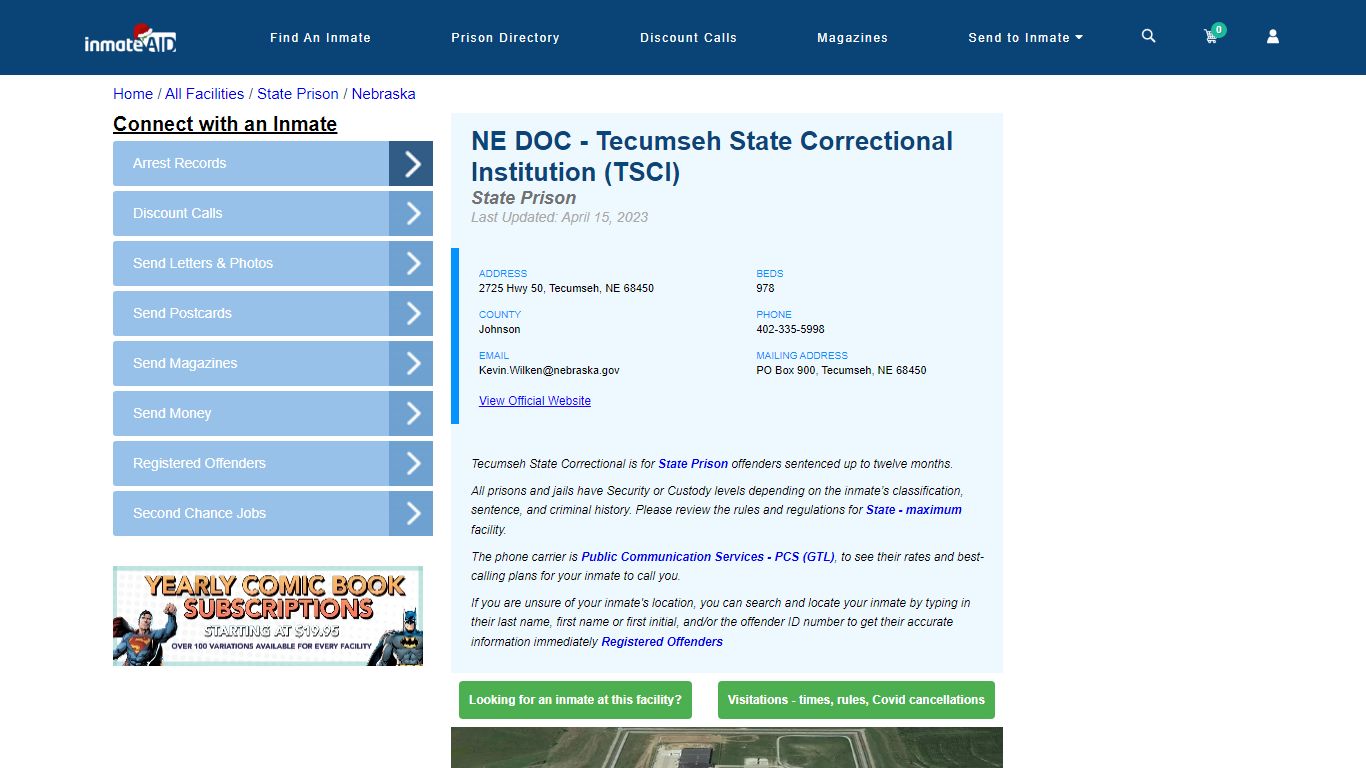 NE DOC - Tecumseh State Correctional Institution (TSCI) - InmateAid