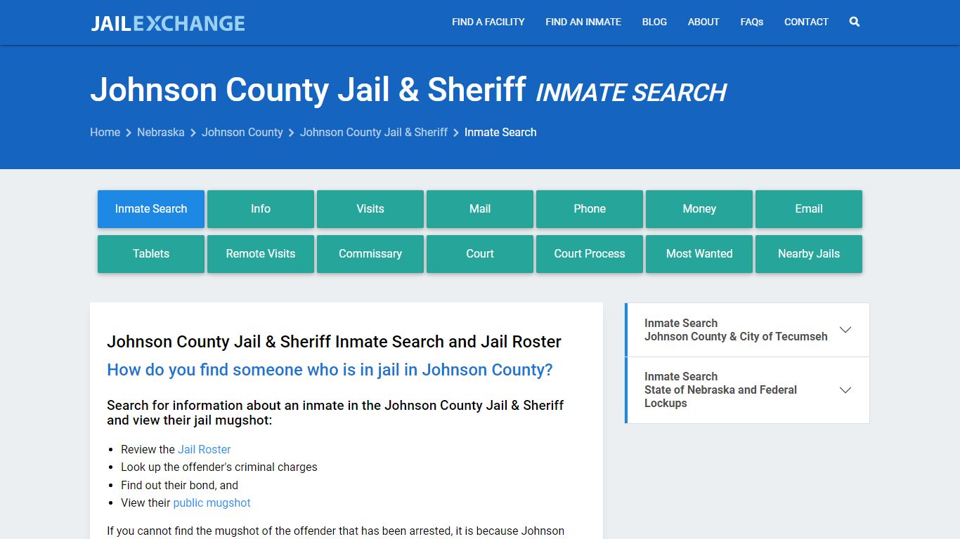 Johnson County Jail & Sheriff Inmate Search - Jail Exchange
